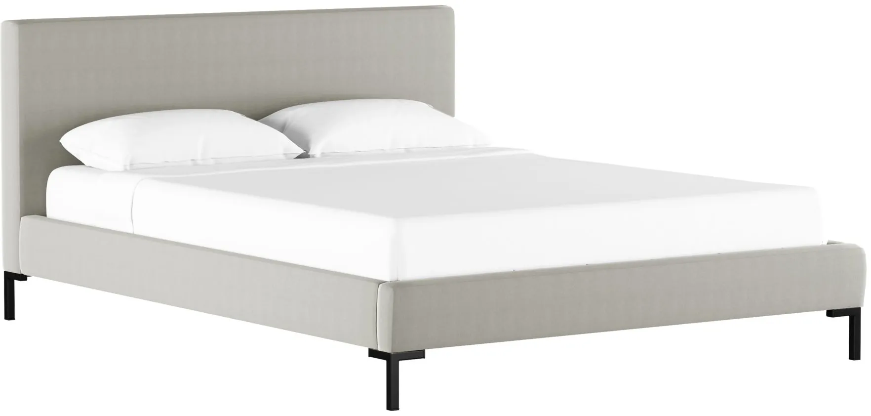 Malin Platform Bed in Velvet Light Gray by Skyline