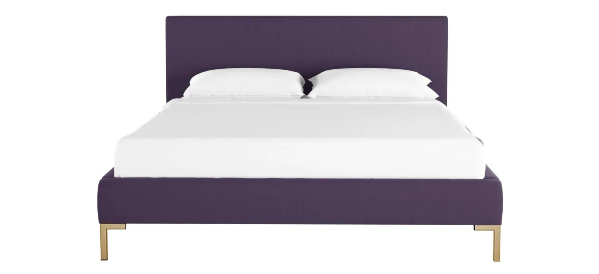 Malin Platform Bed in Velvet Aubergine by Skyline