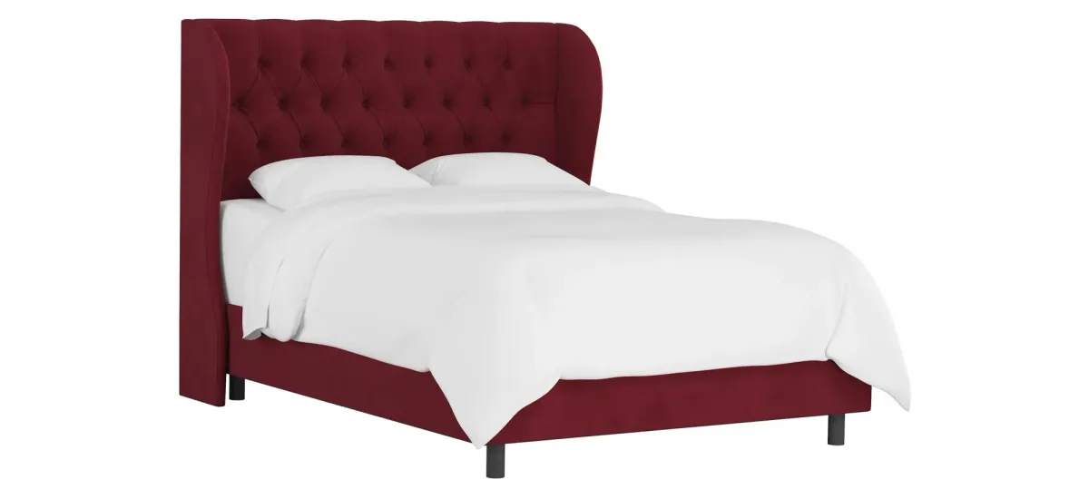 Thayer Wingback Bed in Velvet Berry by Skyline