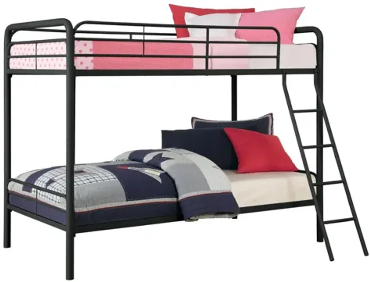 Dusty Twin over Twin Metal Bed with Ladder in Black by DOREL HOME FURNISHINGS