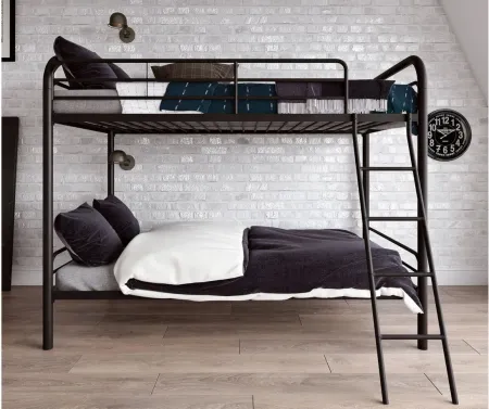 Dusty Twin over Twin Metal Bed with Ladder in Black by DOREL HOME FURNISHINGS