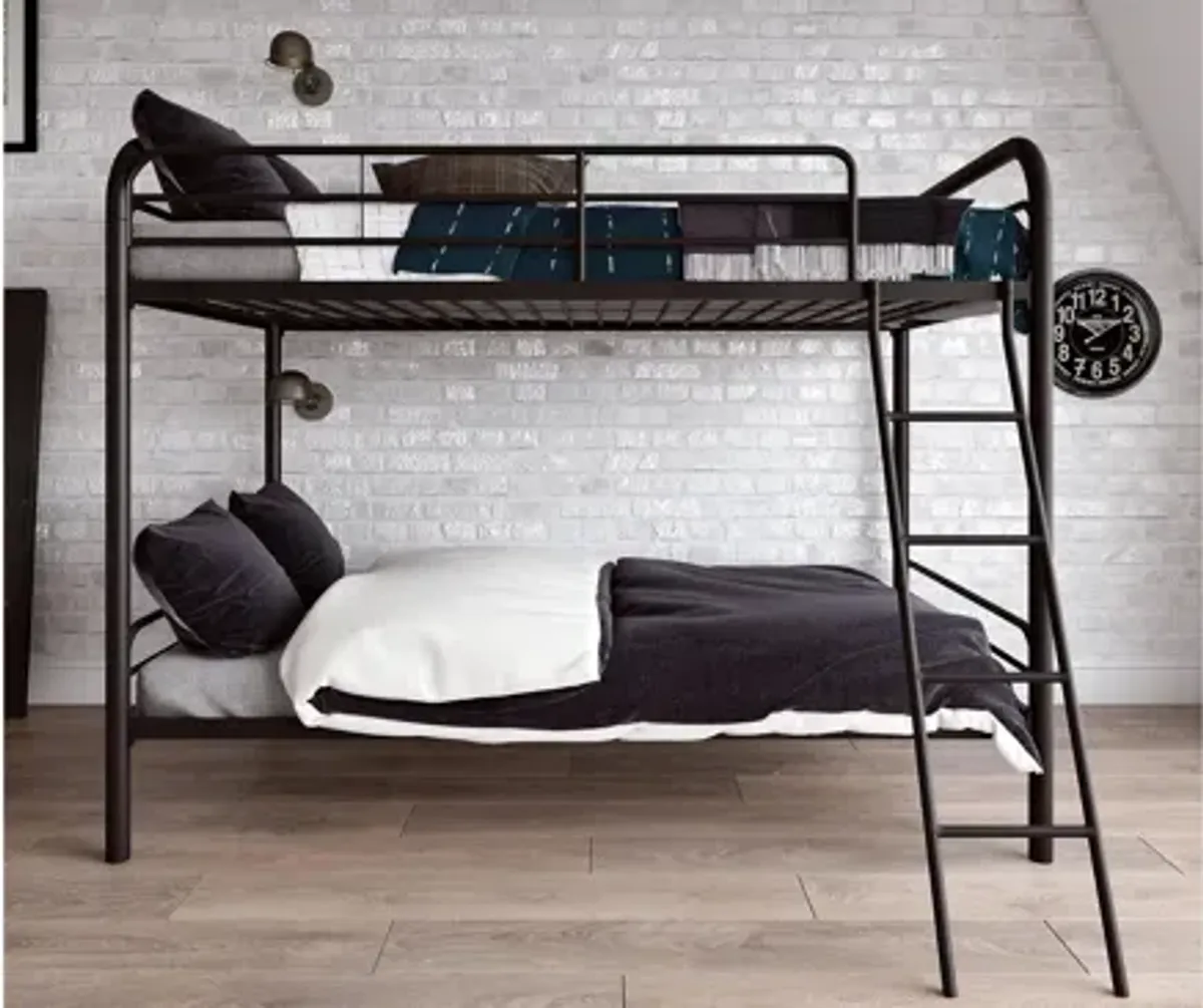 Dusty Twin over Twin Metal Bed with Ladder