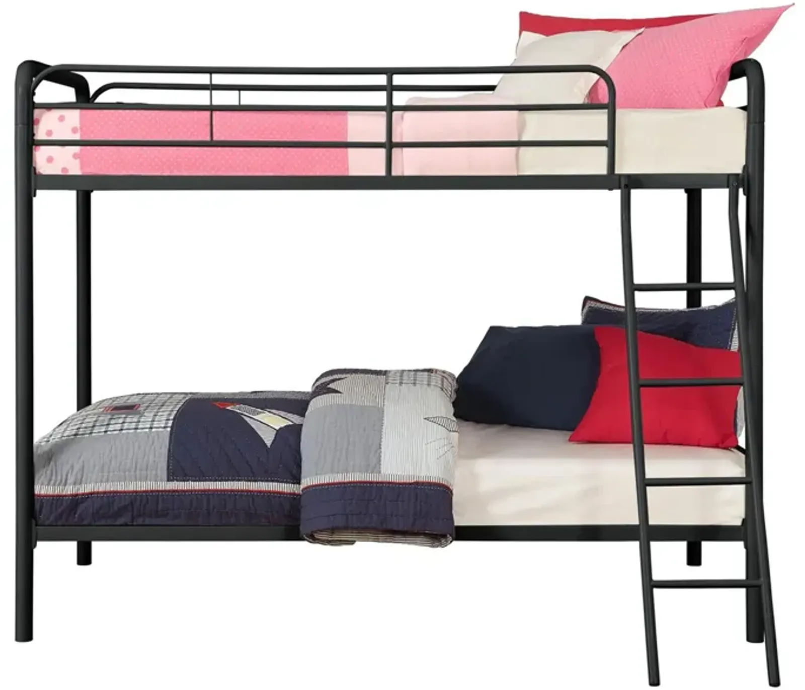 Dusty Twin over Twin Metal Bed with Ladder