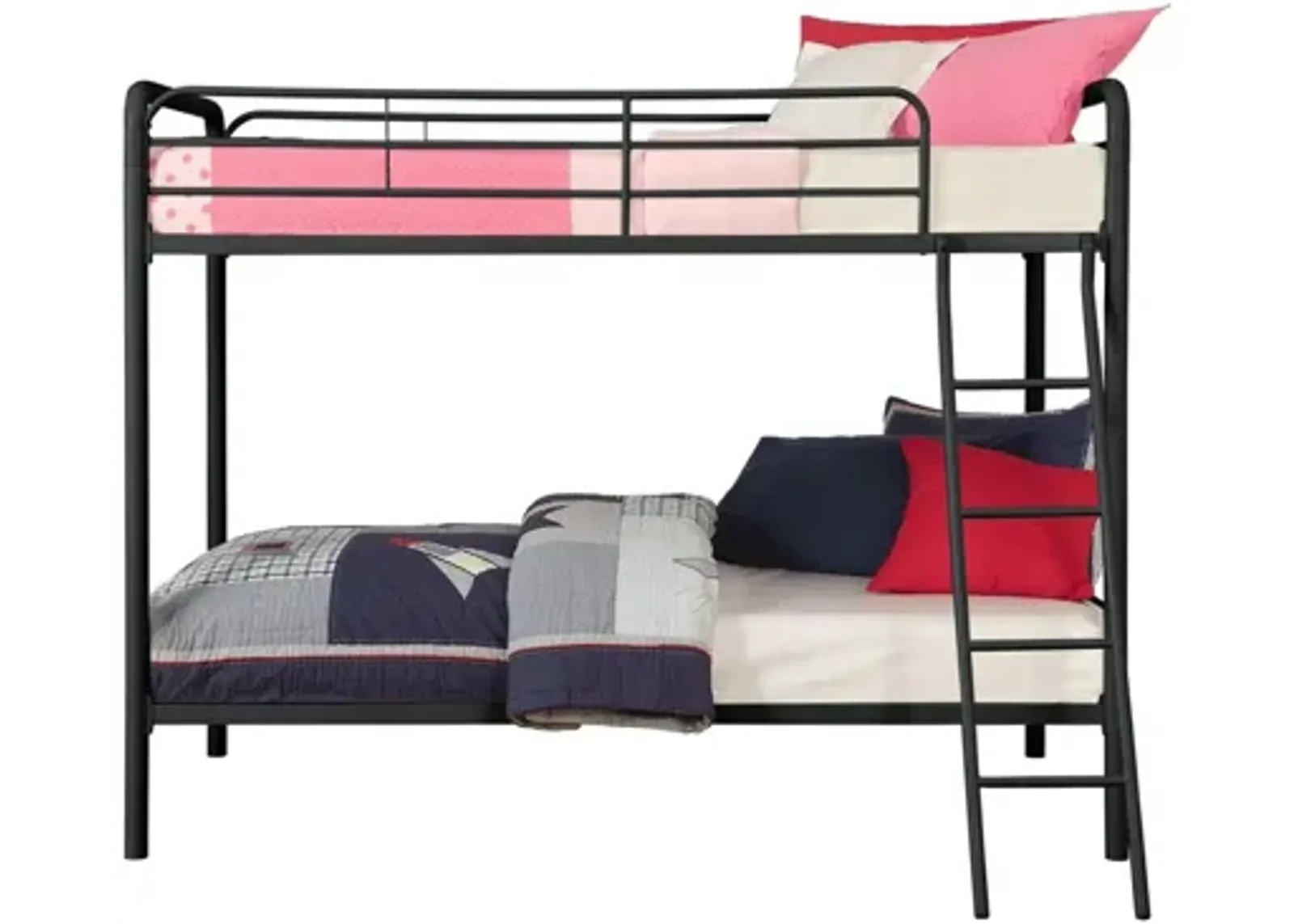 Dusty Twin over Twin Metal Bed with Ladder in Black by DOREL HOME FURNISHINGS