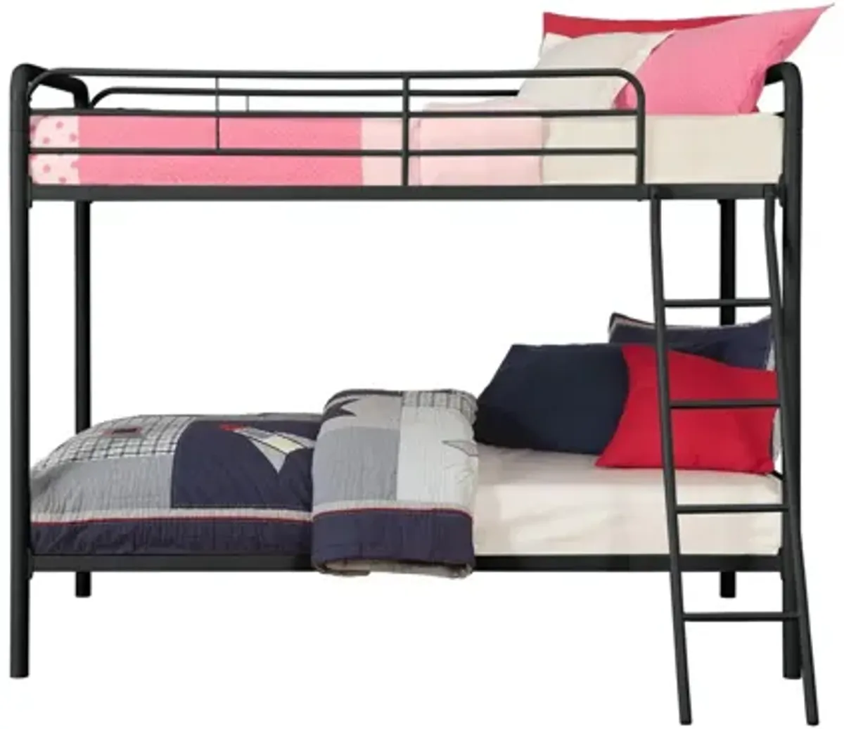 Dusty Twin over Twin Metal Bed with Ladder in Black by DOREL HOME FURNISHINGS