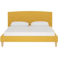 Drita Platform Bed in Linen French Yellow by Skyline