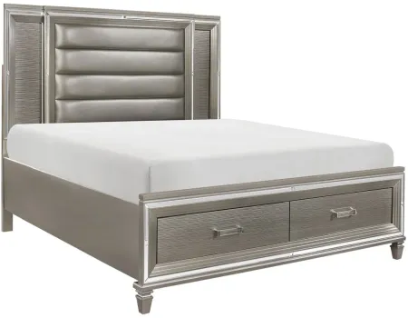 Selena Platform Storage Bed in Silver-Gray by Bellanest