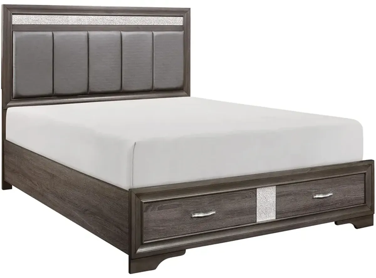 Griggs Upholstered Storage Bed in Two-Tone Finish (Gray and Silver Glitter) by Homelegance