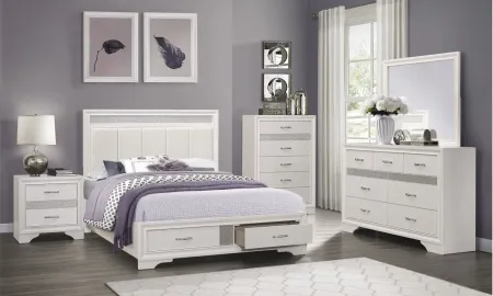 Griggs Upholstered Storage Bed in Two-Tone Finish: (White and Silver Glitter) by Homelegance