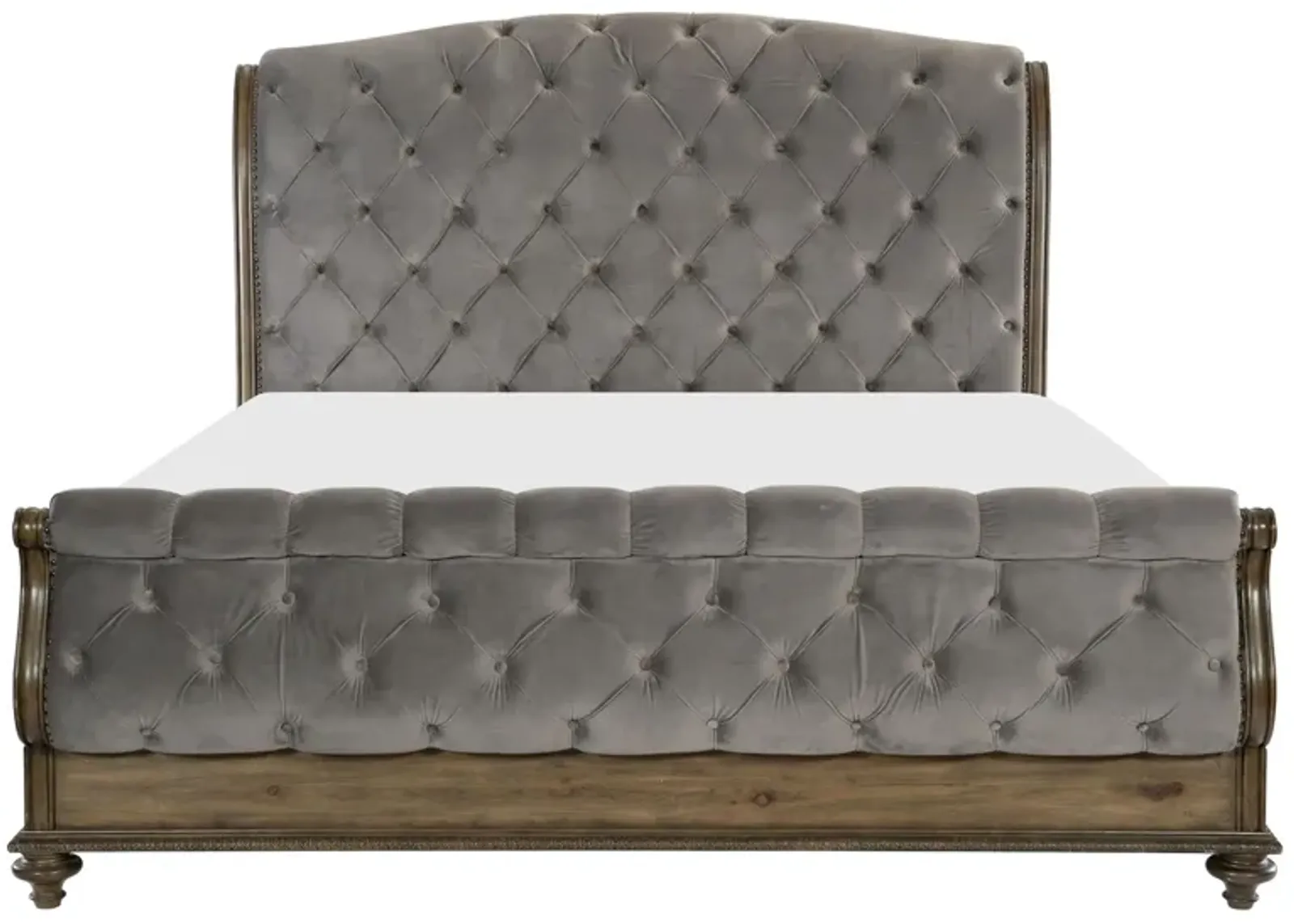 Ari Upholstered Bed in Weathered Pecan by Homelegance