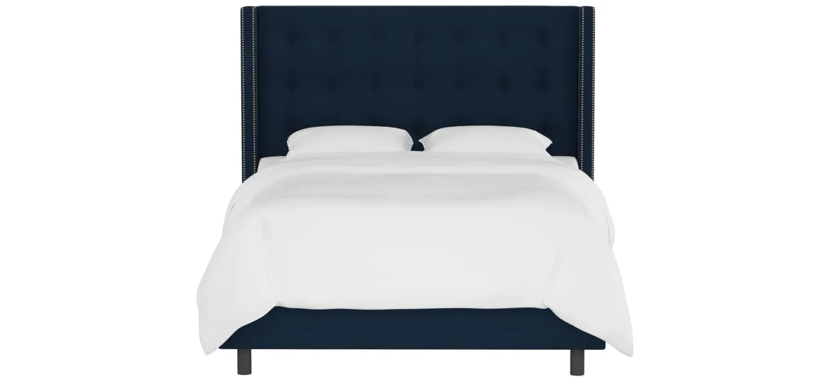 Cranford Wingback Bed in Velvet Ink by Skyline