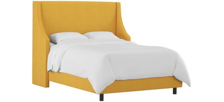 Cam Wingback Bed in Linen French Yellow by Skyline