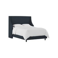 Cam Wingback Bed in Linen Navy by Skyline
