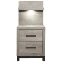 Frado Night Stand with Wall Panel in 2-Tone Finish: Light Gray and Gray by Homelegance