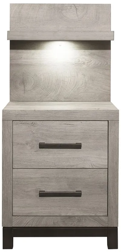 Frado Night Stand With Wall Panel in 2-Tone Finish: Light Gray and Gray by Homelegance