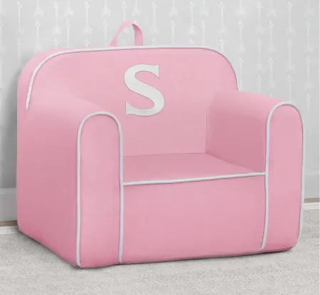 Cozee Monogrammed Chair Letter "S" in Pink/White by Delta Children