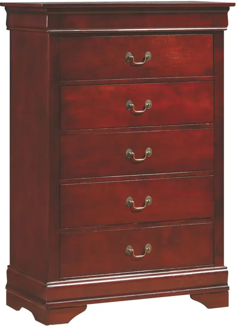Rossie 5-Drawer Bedroom Chest in Cherry by Glory Furniture