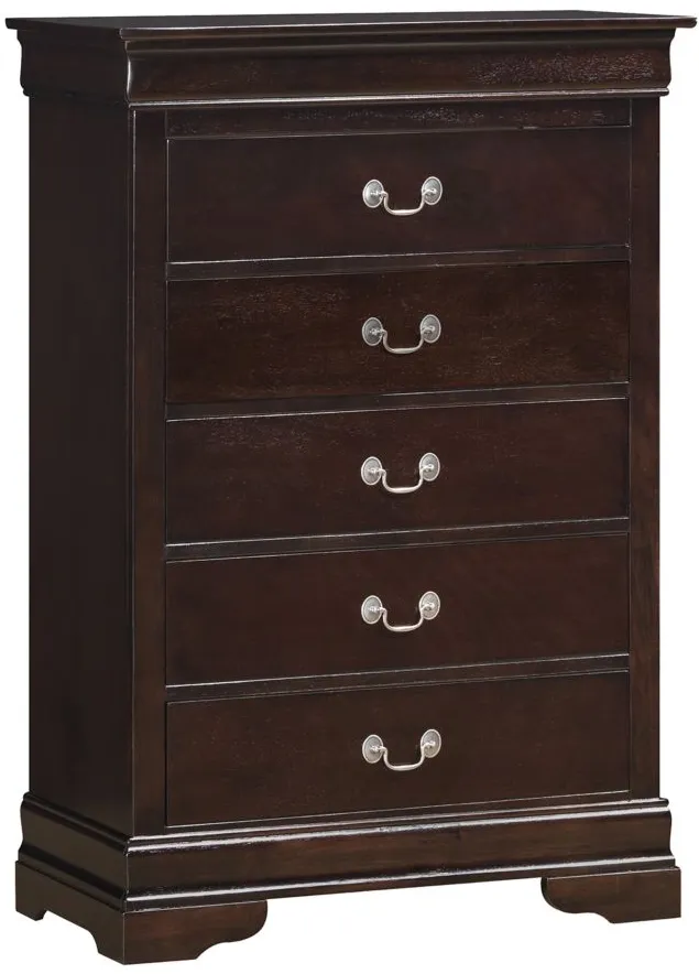 Rossie 5-Drawer Bedroom Chest in Cappuccino by Glory Furniture