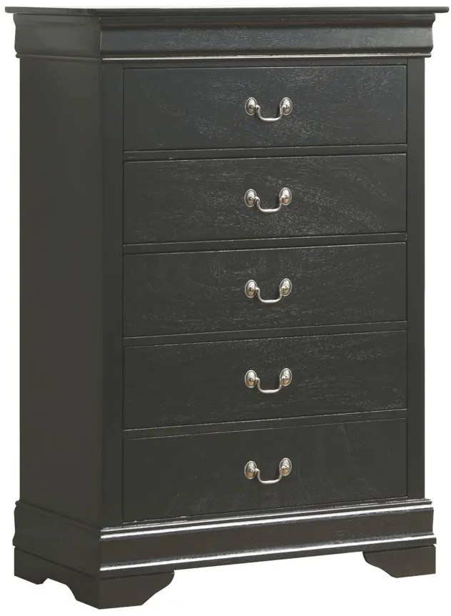 Rossie 5-Drawer Bedroom Chest in Black by Glory Furniture