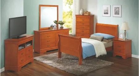 Rossie 5-Drawer Bedroom Chest in Oak by Glory Furniture