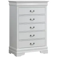 Rossie 5-Drawer Bedroom Chest in White by Glory Furniture