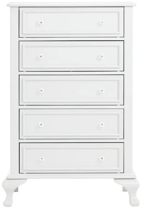 Jenna 5 Drawer Chest in White by Elements International Group