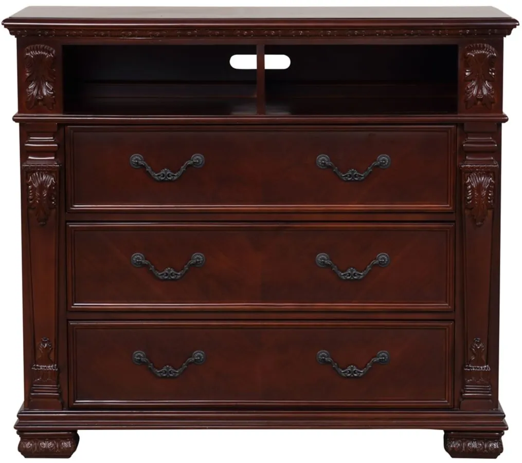 Lyndon 3 Drawer Media Chest in Cherry by Glory Furniture
