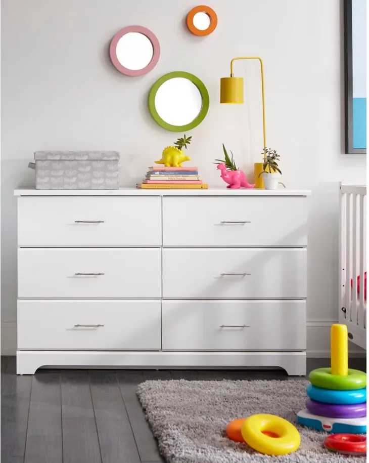 Brooks 6 Drawer Dresser in White by Bellanest