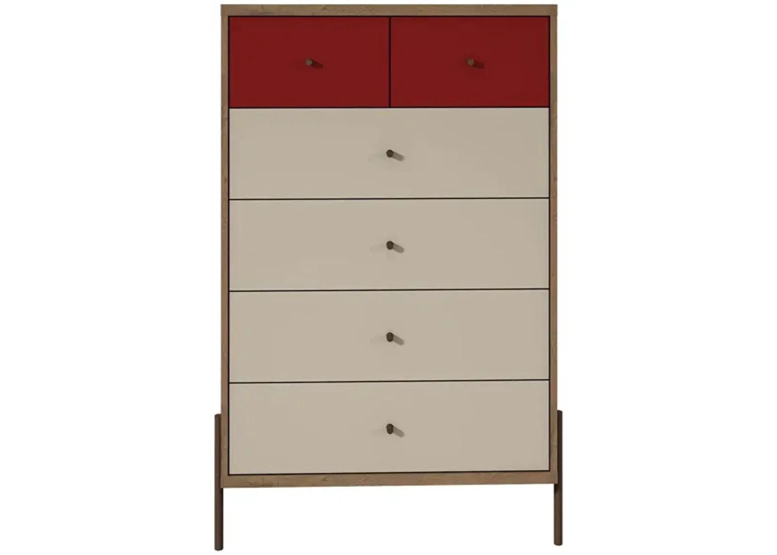 Joy Bedroom Chest in Red, Off White, and Oak by Manhattan Comfort