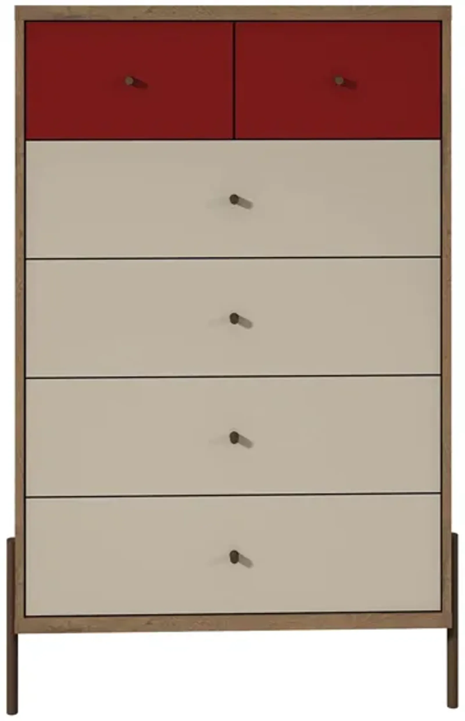 Joy Bedroom Chest in Red, Off White, and Oak by Manhattan Comfort