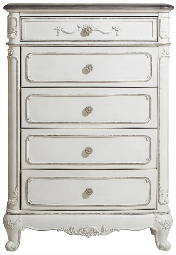 Averny 5-Drawer Bedroom Chest in 2-tone finish (Antique white & gray) by Homelegance