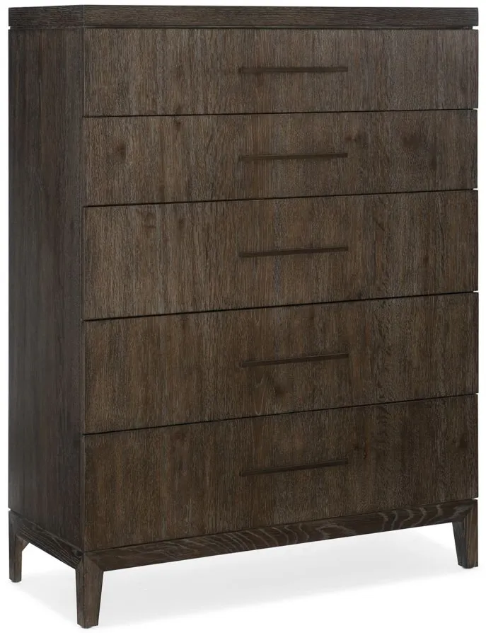 Miramar Five-Drawer Chest in 6202-DKW Rustic oak with a smoky Arabica finish by Hooker Furniture