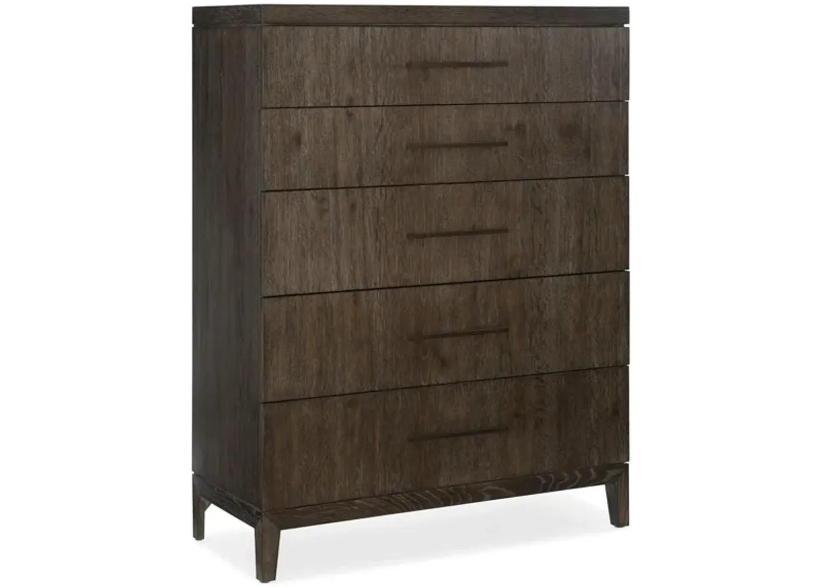 Miramar Five-Drawer Chest in 6202-DKW Rustic oak with a smoky Arabica finish by Hooker Furniture