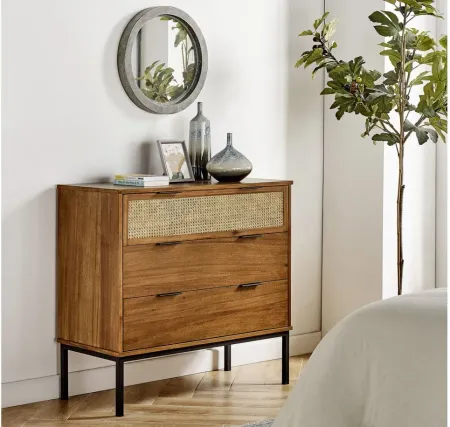 Caine Rattan 3-Drawer Chest in Brown by New Pacific Direct