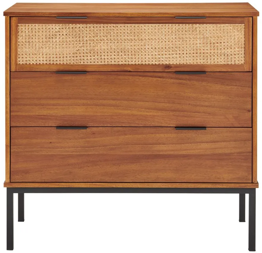 Caine Rattan 3-Drawer Chest in Brown by New Pacific Direct