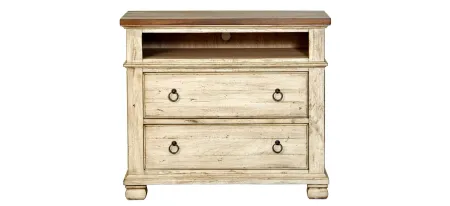 Belmont Media Chest in Timbered Brown Farmhouse & Antique Linen by Napa Furniture Design