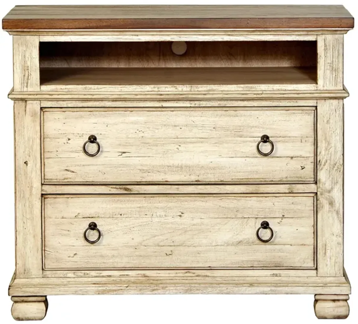 Belmont Media Chest in Timbered Brown Farmhouse & Antique Linen by Napa Furniture Design