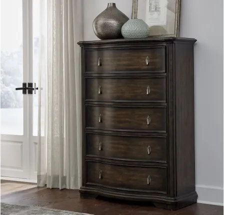 Cooper Falls 5-Drawer Chest in Brown by Samuel Lawrence