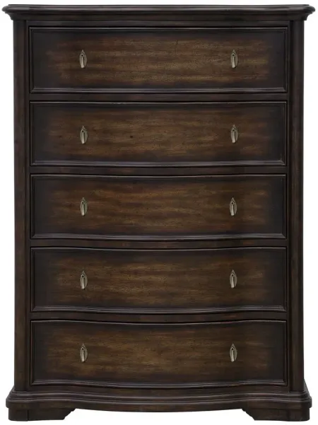 Cooper Falls 5-Drawer Chest in Brown by Samuel Lawrence
