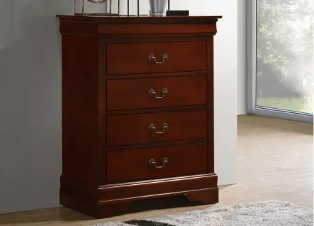 Rossie 4-Drawer Bedroom Chest in Cherry by Glory Furniture