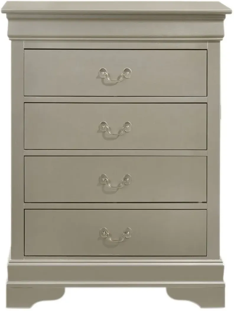 Rossie 4-Drawer Bedroom Chest in Silver Champagne by Glory Furniture