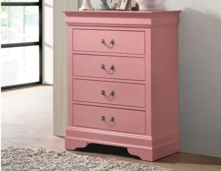 Rossie 4-Drawer Bedroom Chest in Pink by Glory Furniture