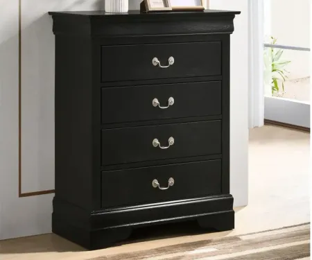 Rossie 4-Drawer Bedroom Chest in Black by Glory Furniture