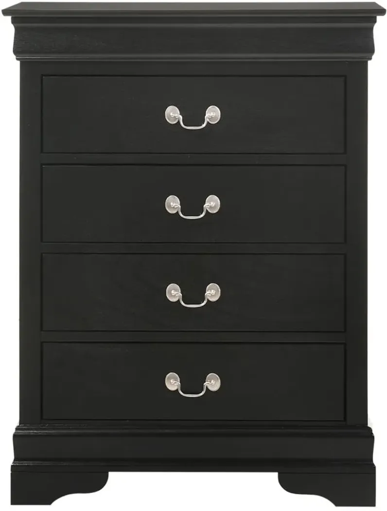 Rossie 4-Drawer Bedroom Chest in Black by Glory Furniture