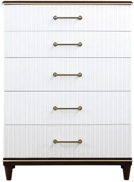 Bellamy Chest in 2-Tone Finish with Gold Trim (White and Cherry) by Homelegance