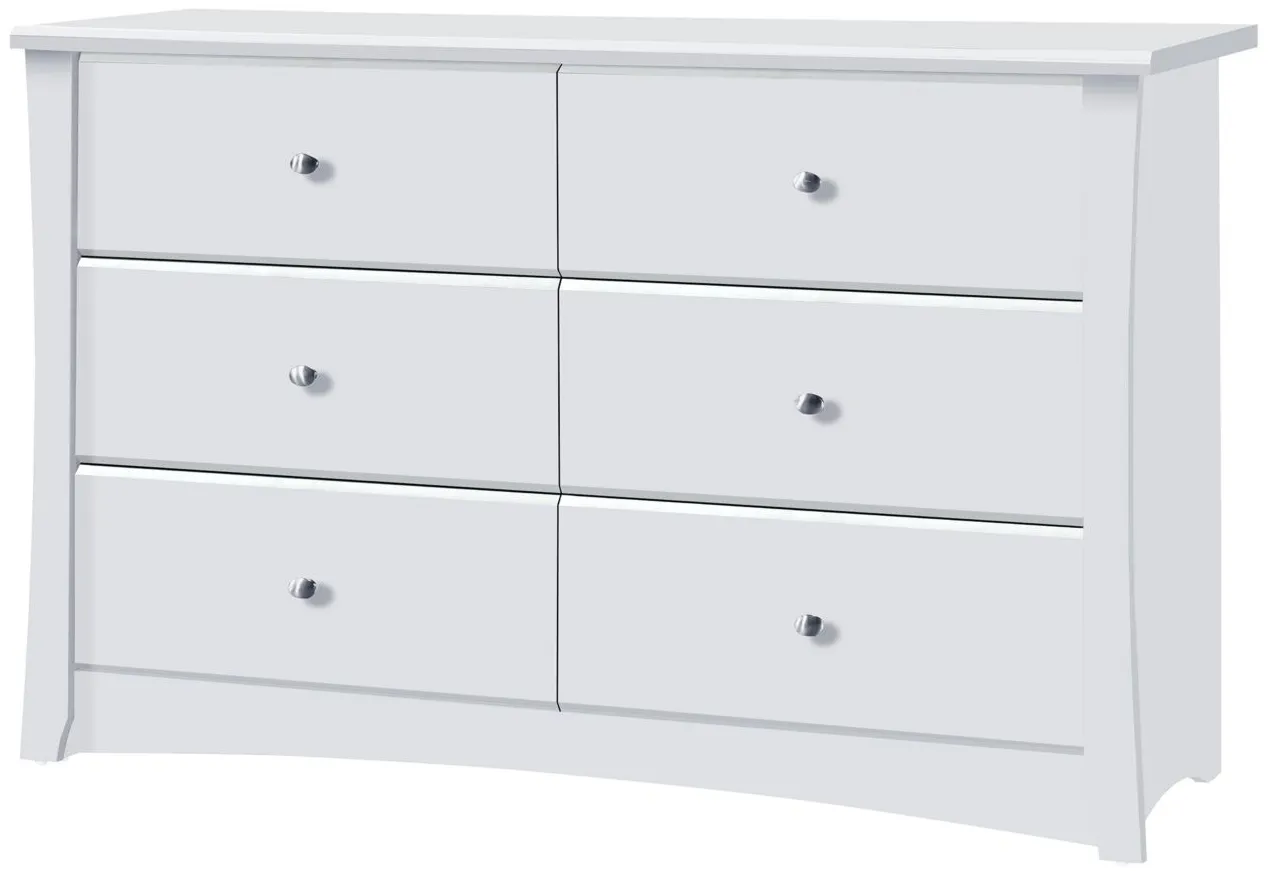 Crest 6 Drawer Dresser in White by Bellanest