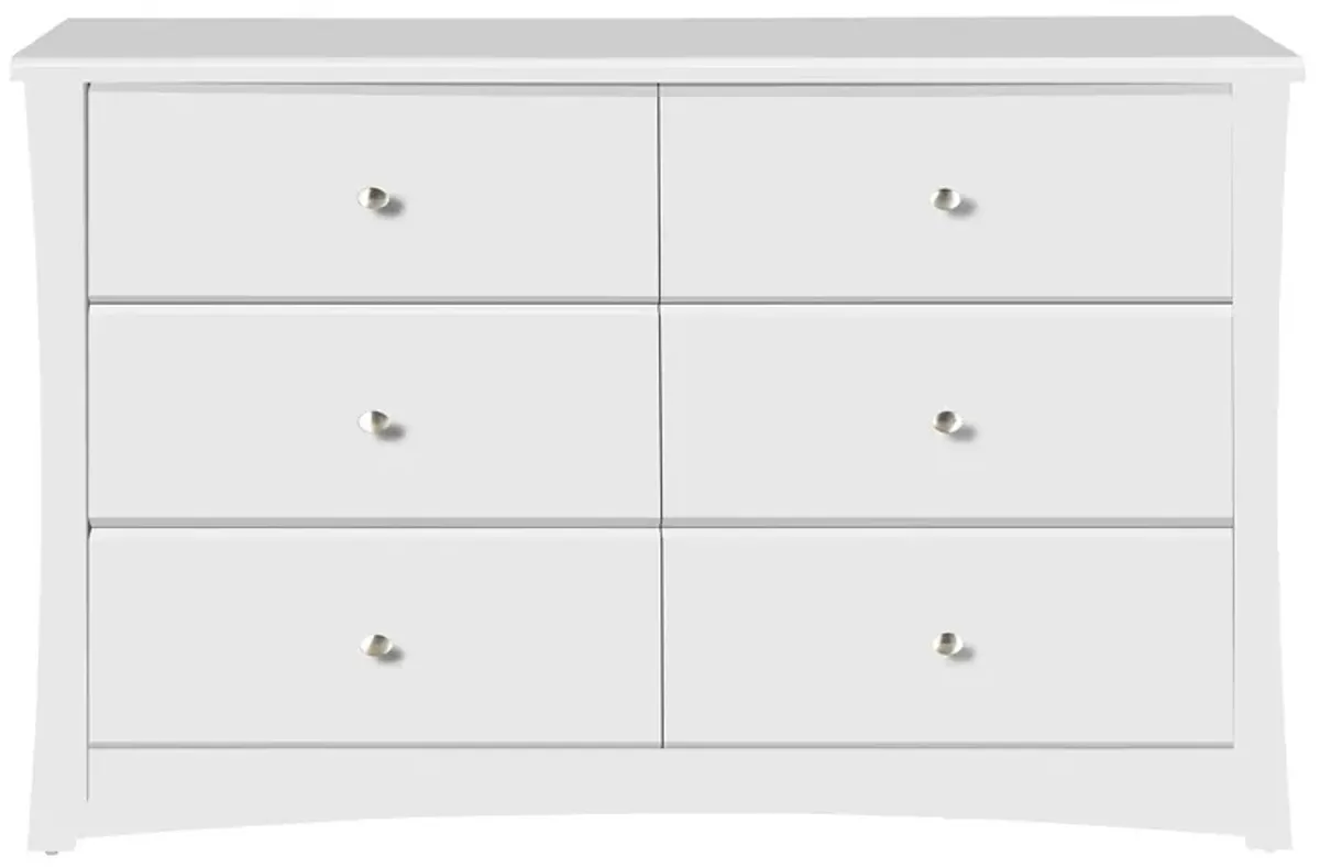 Crest 6 Drawer Dresser in White by Bellanest