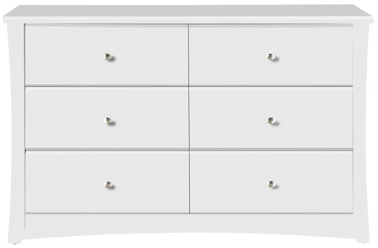 Crest 6 Drawer Dresser in White by Bellanest