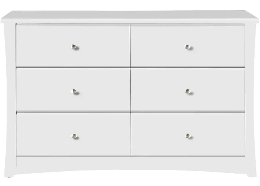 Crest 6 Drawer Dresser in White by Bellanest