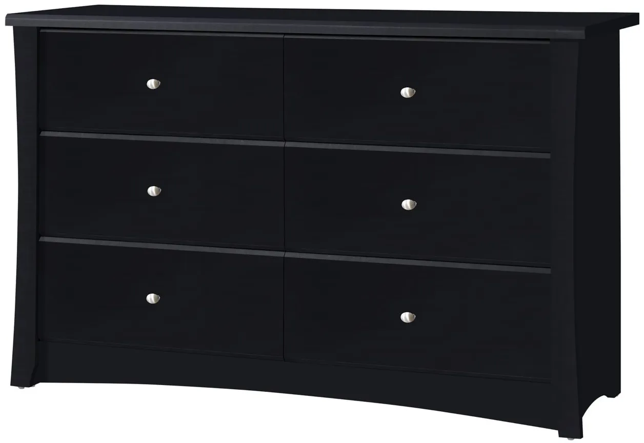 Crest 6 Drawer Dresser in Black by Bellanest